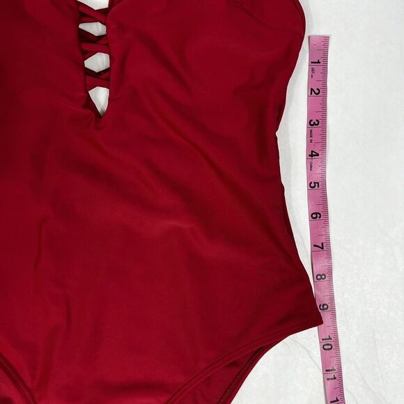 Cupshe Red Lattice Racerback Padded One Piece Swimsuit Women’s Small - Picture 6 of 11